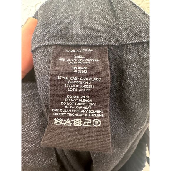 Theory Basic Pull On in Navy Melange Eco Sharkskin Linen Blend Ankle Pants M - Picture 12 of 13